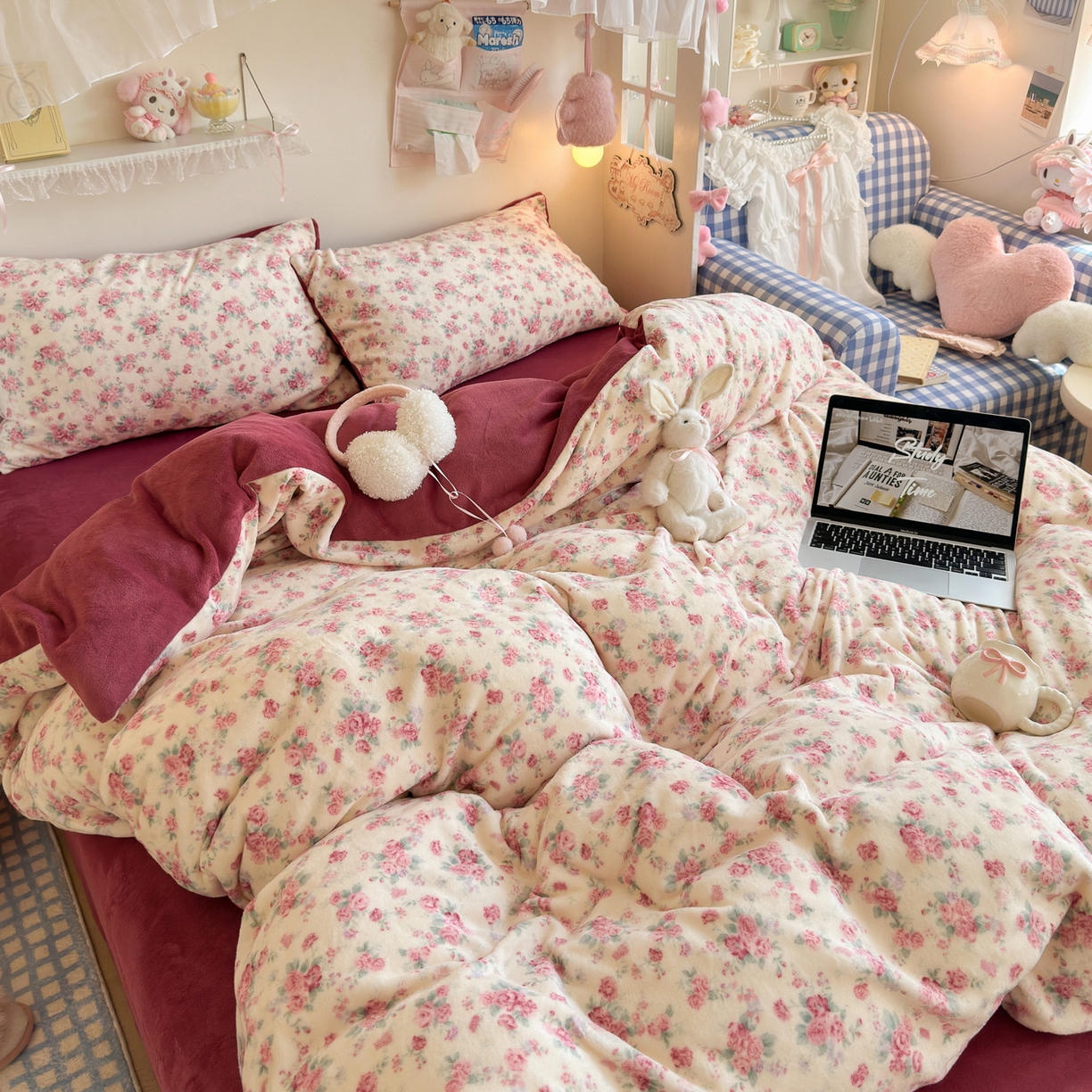 91家纺网 家纺一手货源 找家纺 初念 2025新款加厚高克重保暖可爱系牛奶绒床品套件系列（小红书推荐）（提供买家秀） 疏影