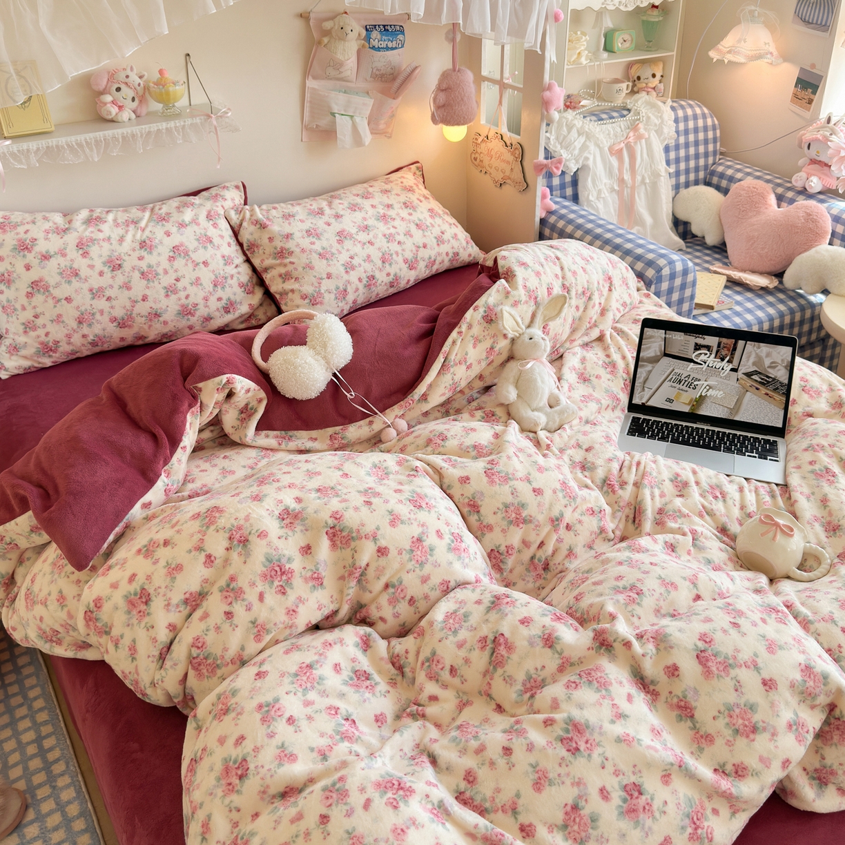 91家纺网 家纺一手货源 找家纺 初念 2025新款加厚高克重保暖可爱系牛奶绒床品套件系列（小红书推荐）（提供买家秀） 疏影