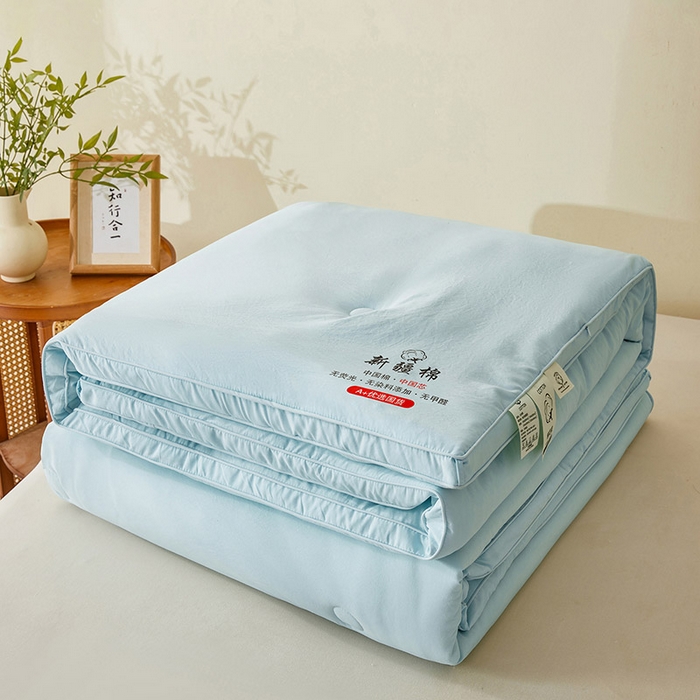 91家纺网 家纺一手货源 找家纺 星航家纺 2025新款立体新疆花被 立体棉花被 纯净蓝