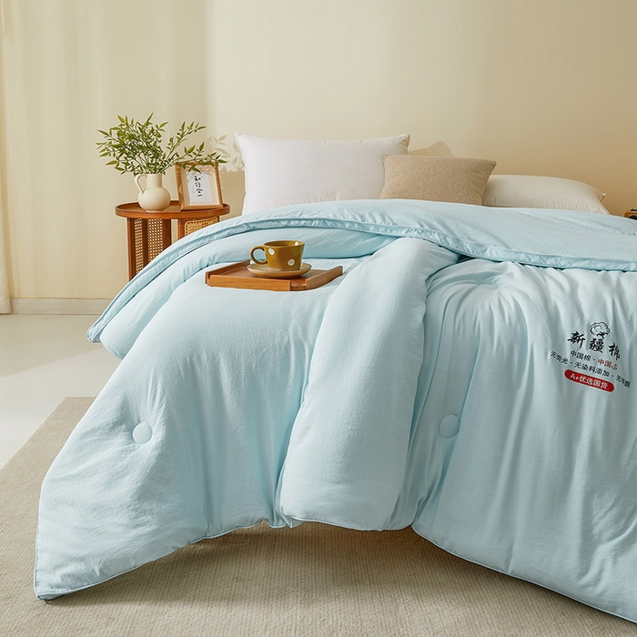 91家纺网 家纺一手货源 找家纺 星航家纺 2025新款立体新疆花被 立体棉花被 纯净蓝