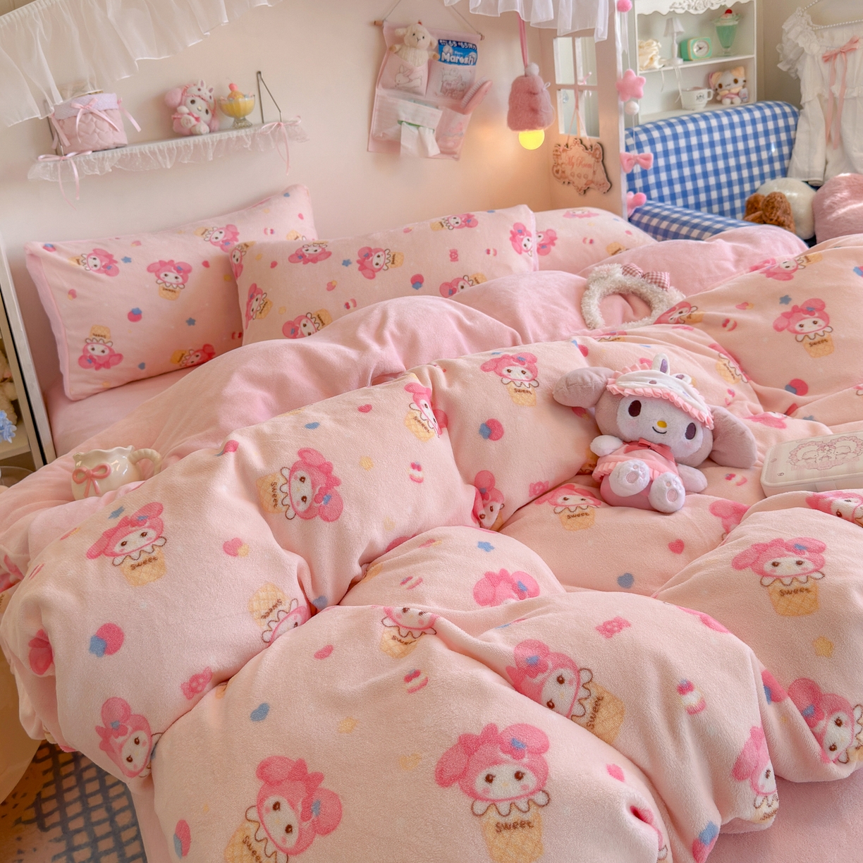 91家纺网 家纺一手货源 找家纺 初念 2025新款加厚高克重保暖可爱系牛奶绒床品套件系列（小红书推荐）（提供买家秀） 小美甜品屋