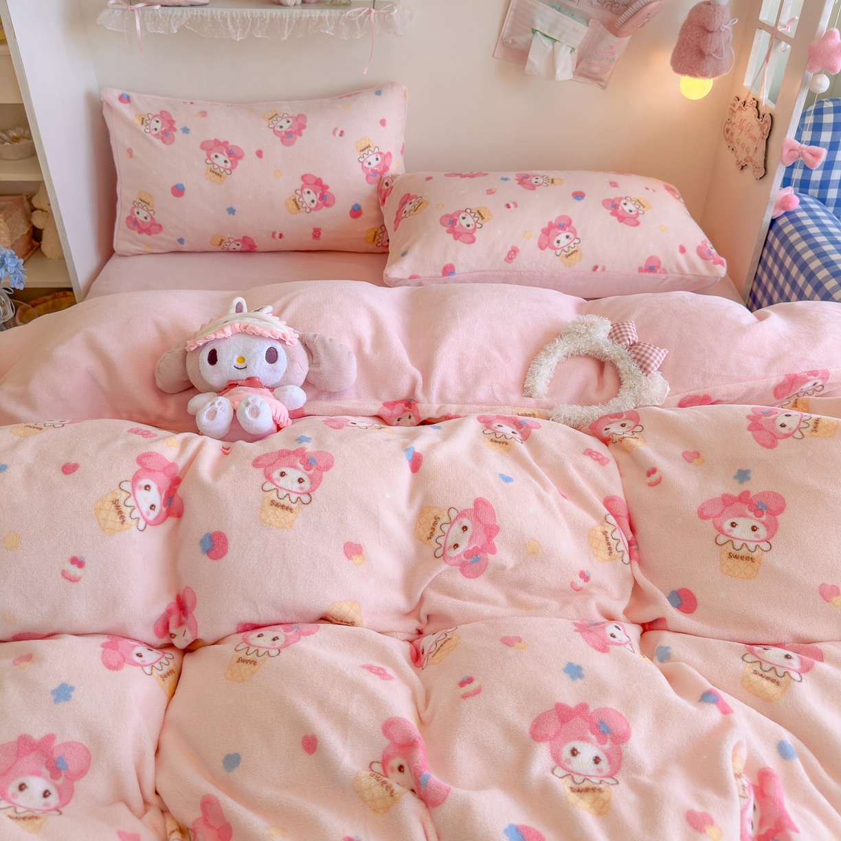 91家纺网 家纺一手货源 找家纺 初念 2025新款加厚高克重保暖可爱系牛奶绒床品套件系列（小红书推荐）（提供买家秀） 小美甜品屋