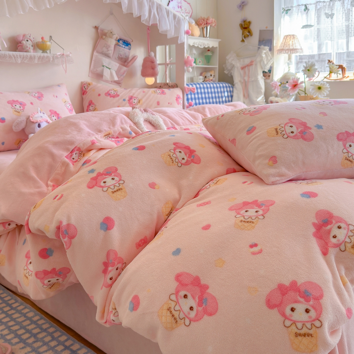 91家纺网 家纺一手货源 找家纺 初念 2025新款加厚高克重保暖可爱系牛奶绒床品套件系列（小红书推荐）（提供买家秀） 小美甜品屋