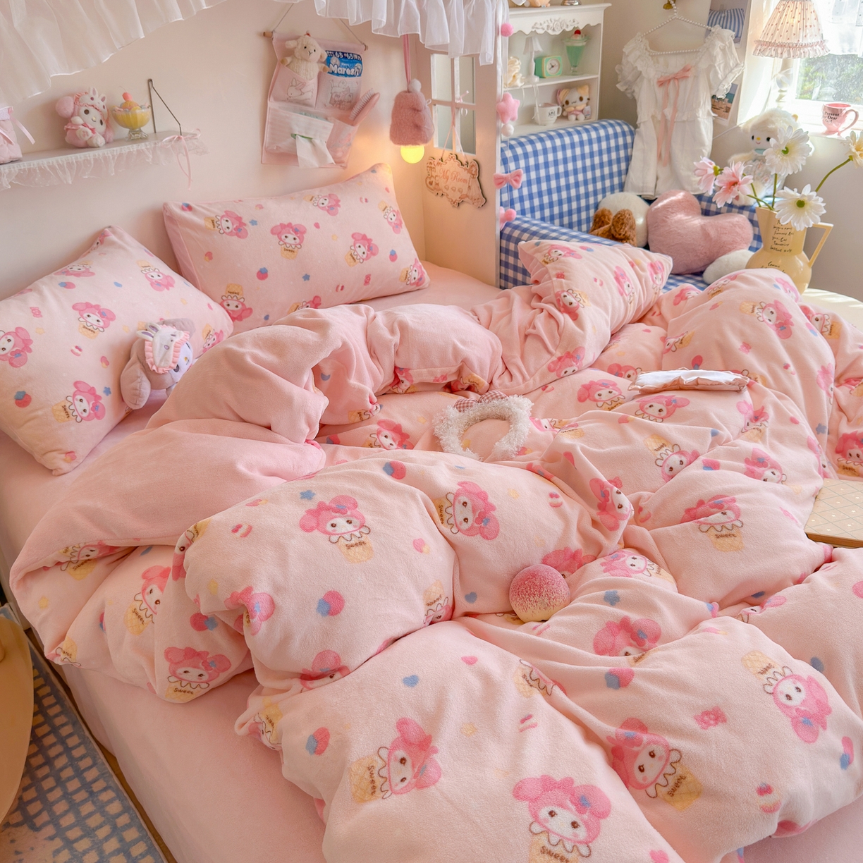 91家纺网 家纺一手货源 找家纺 初念 2025新款加厚高克重保暖可爱系牛奶绒床品套件系列（小红书推荐）（提供买家秀） 小美甜品屋