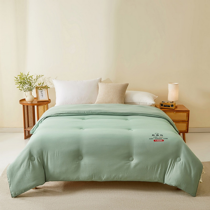 91家纺网 家纺一手货源 找家纺 星航家纺 2025新款立体新疆花被 立体棉花被 青雅绿