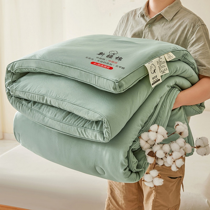 91家纺网 家纺一手货源 找家纺 星航家纺 2025新款立体新疆花被 立体棉花被 青雅绿