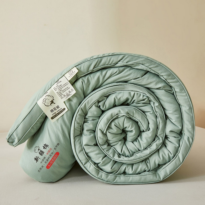 91家纺网 家纺一手货源 找家纺 星航家纺 2025新款立体新疆花被 立体棉花被 青雅绿