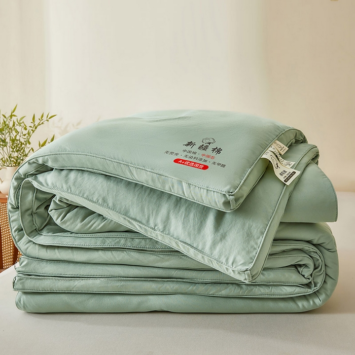 91家纺网 家纺一手货源 找家纺 星航家纺 2025新款立体新疆花被 立体棉花被 青雅绿