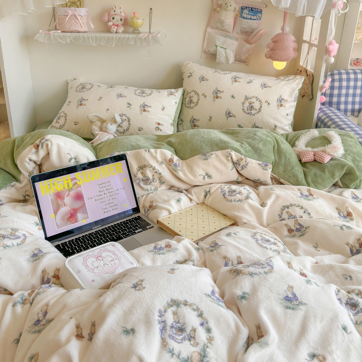 91家纺网 家纺一手货源 找家纺 初念 2025新款加厚高克重保暖可爱系牛奶绒床品套件系列（小红书推荐）（提供买家秀） 小兔幻境