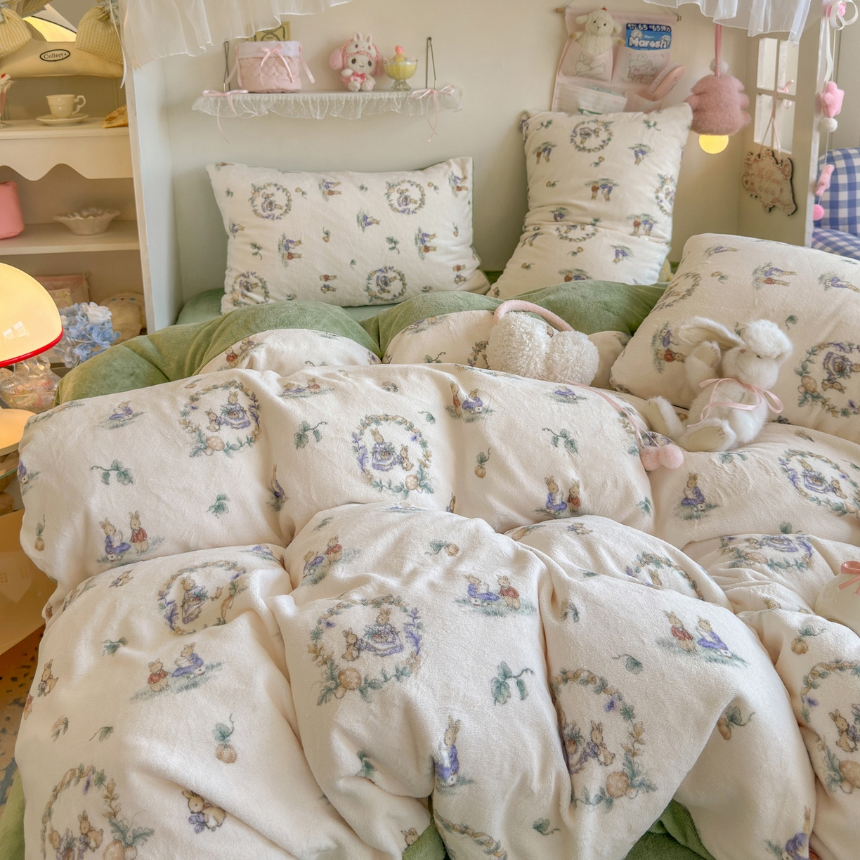 91家纺网 家纺一手货源 找家纺 初念 2025新款加厚高克重保暖可爱系牛奶绒床品套件系列（小红书推荐）（提供买家秀） 小兔幻境