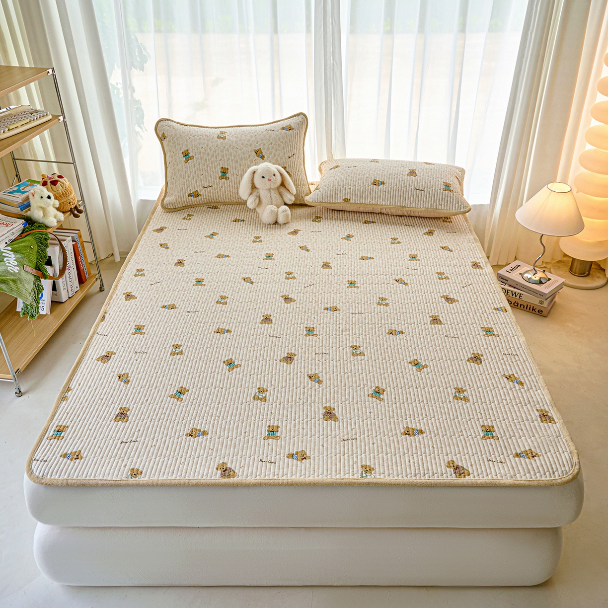 91家纺网 家纺一手货源 找家纺 X猫先生 2025新款棉加绒床垫一面全棉一面牛奶绒床褥垫软床垫床盖四季通用 趴趴熊(A棉B绒）