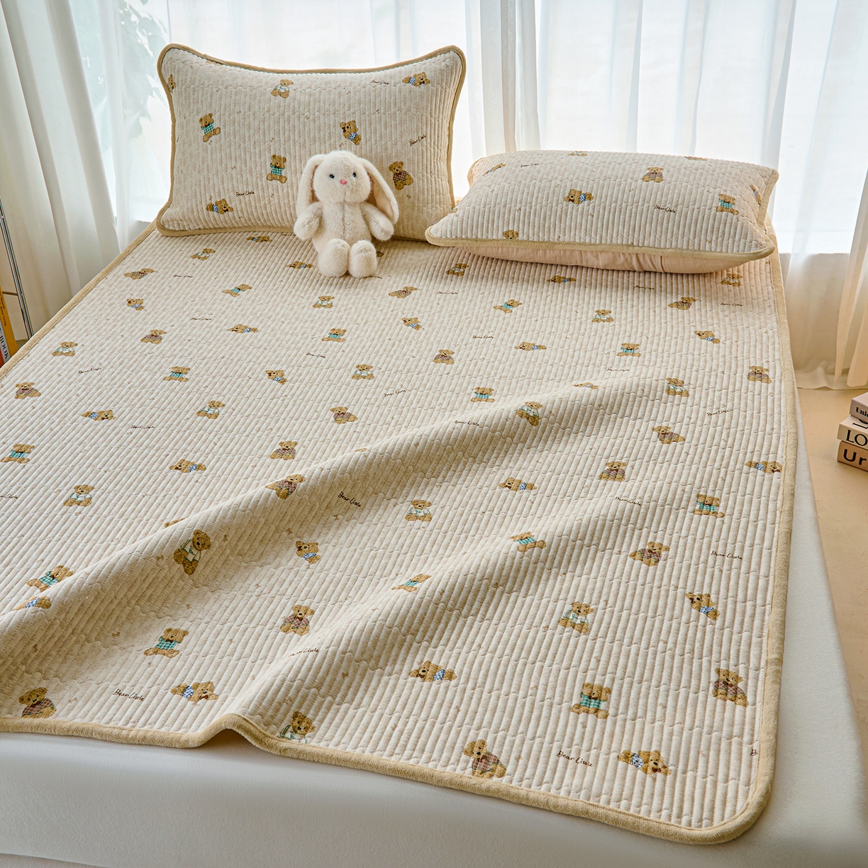 91家纺网 家纺一手货源 找家纺 X猫先生 2025新款棉加绒床垫一面全棉一面牛奶绒床褥垫软床垫床盖四季通用 趴趴熊(A棉B绒）