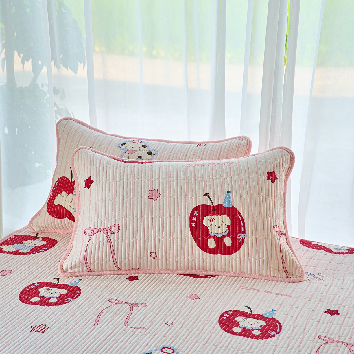 91家纺网 家纺一手货源 找家纺 X猫先生 2025新款棉加绒床垫一面全棉一面牛奶绒床褥垫软床垫床盖四季通用 甜心苹果派（A棉B绒）