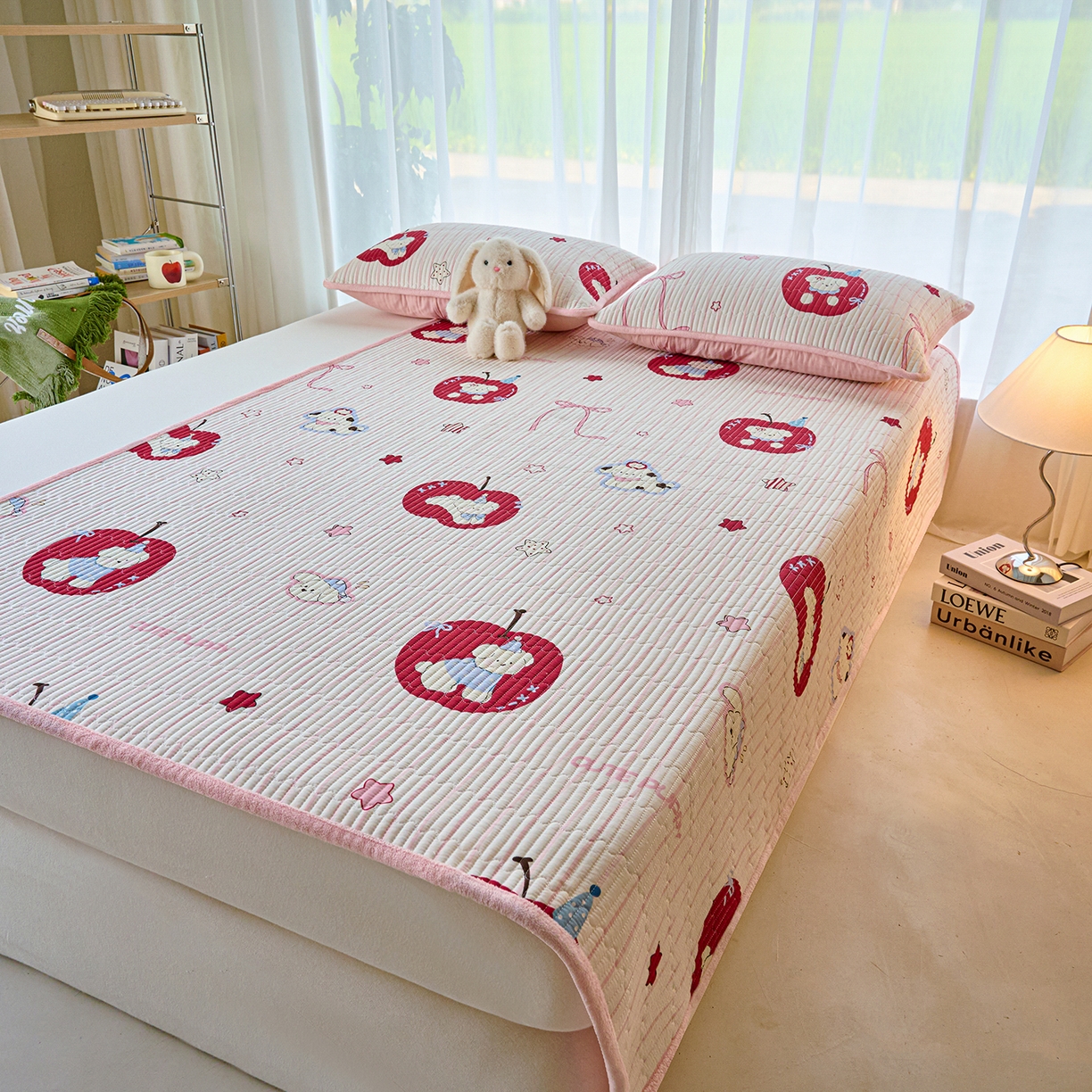 91家纺网 家纺一手货源 找家纺 X猫先生 2025新款棉加绒床垫一面全棉一面牛奶绒床褥垫软床垫床盖四季通用 甜心苹果派（A棉B绒）