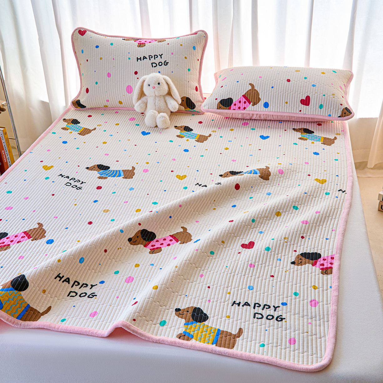 91家纺网 家纺一手货源 找家纺 X猫先生 2025新款棉加绒床垫一面全棉一面牛奶绒床褥垫软床垫床盖四季通用 甜心汪星人（A棉B绒）