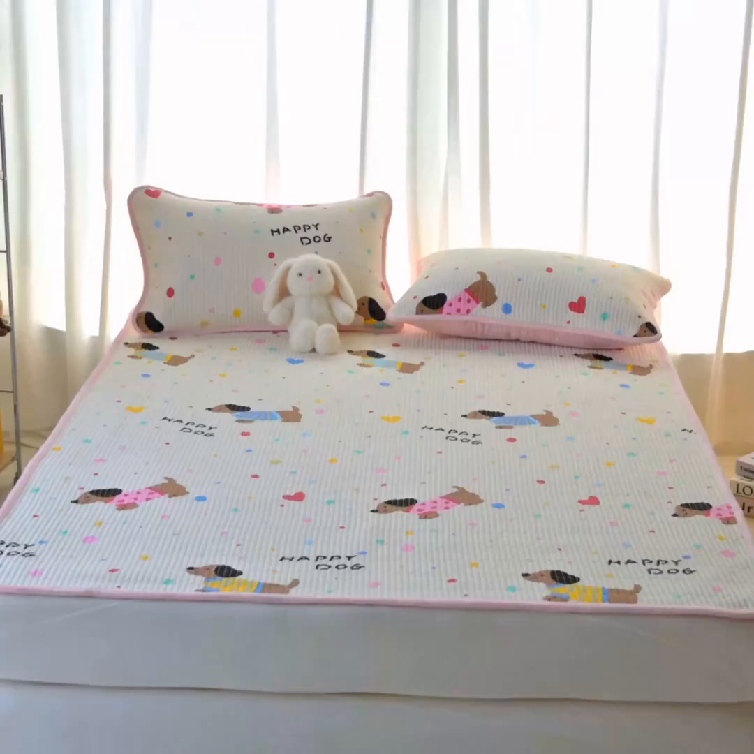 91家纺网 家纺一手货源 找家纺 X猫先生 2025新款棉加绒床垫一面全棉一面牛奶绒床褥垫软床垫床盖四季通用 甜心汪星人（A棉B绒）