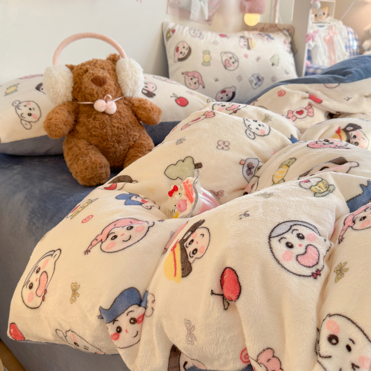 91家纺网 家纺一手货源 找家纺 初念 2025新款加厚高克重保暖可爱系牛奶绒床品套件系列（小红书推荐）（提供买家秀） 小小新