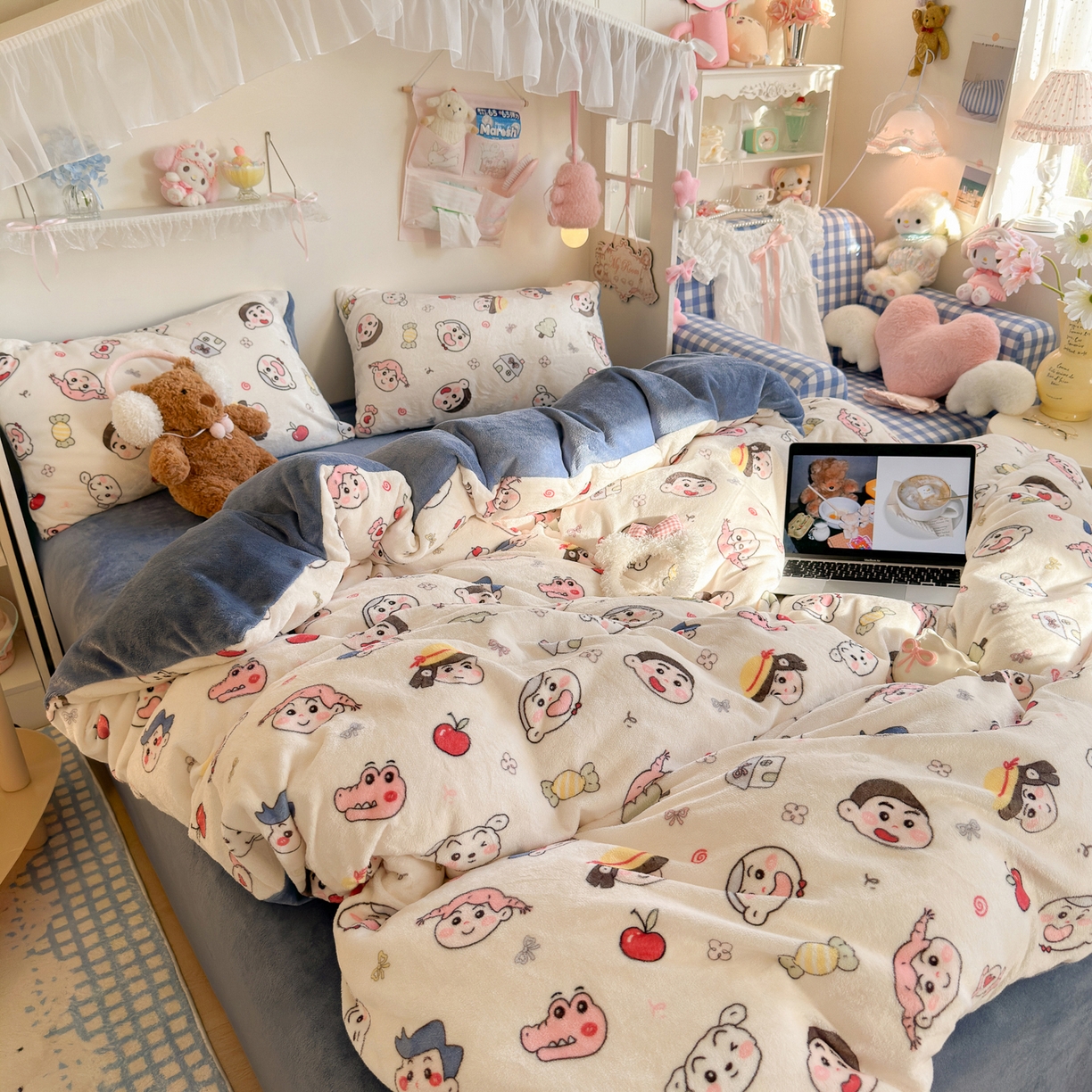 91家纺网 家纺一手货源 找家纺 初念 2025新款加厚高克重保暖可爱系牛奶绒床品套件系列（小红书推荐）（提供买家秀） 小小新