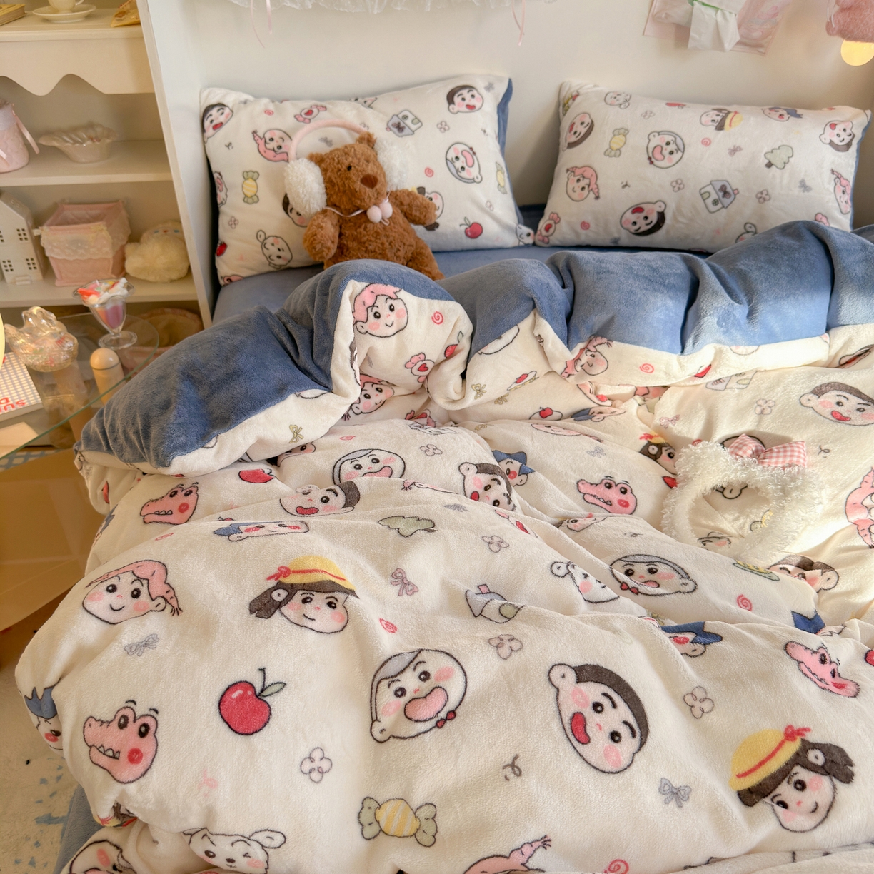 91家纺网 家纺一手货源 找家纺 初念 2025新款加厚高克重保暖可爱系牛奶绒床品套件系列（小红书推荐）（提供买家秀） 小小新