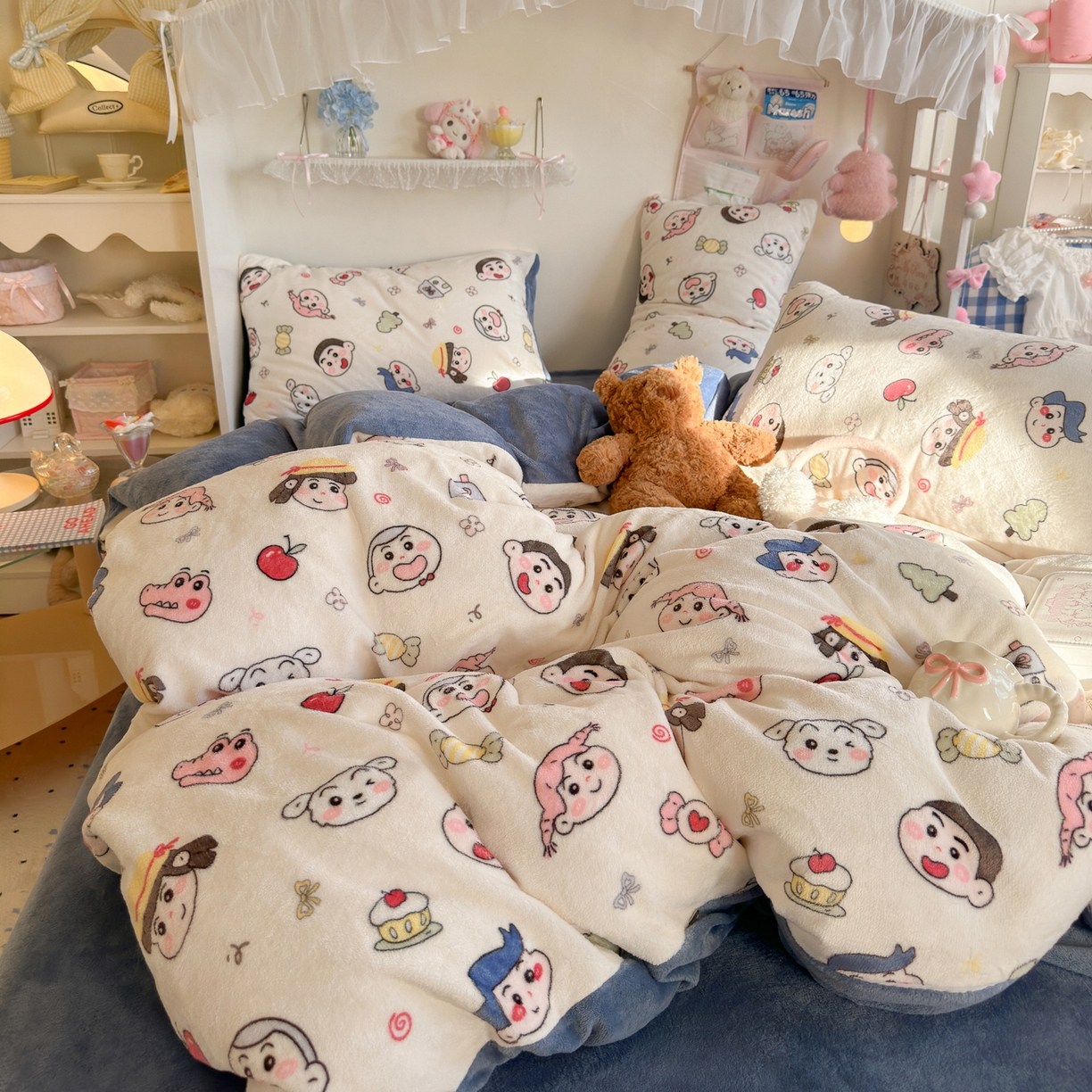 91家纺网 家纺一手货源 找家纺 初念 2025新款加厚高克重保暖可爱系牛奶绒床品套件系列（小红书推荐）（提供买家秀） 小小新