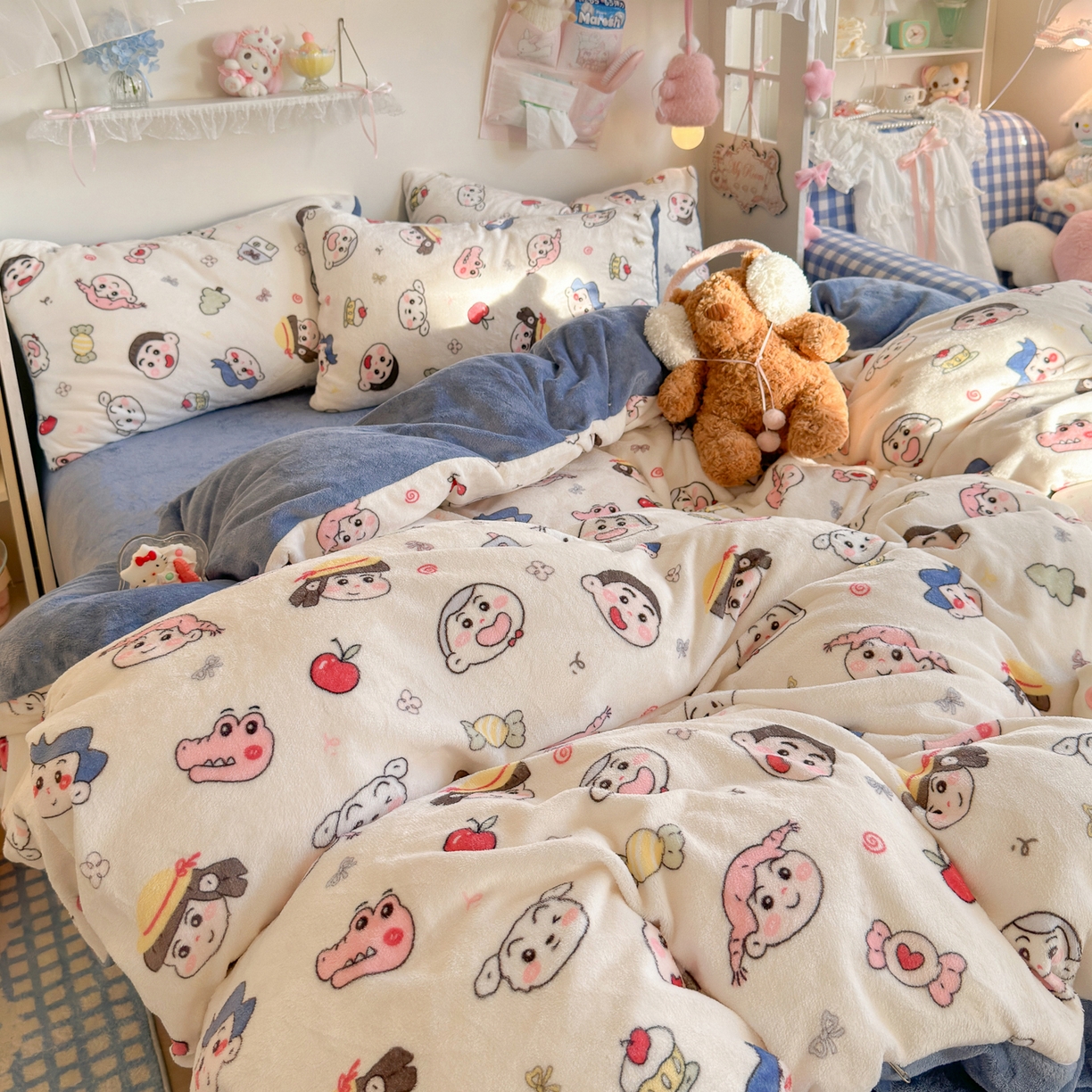91家纺网 家纺一手货源 找家纺 初念 2025新款加厚高克重保暖可爱系牛奶绒床品套件系列（小红书推荐）（提供买家秀） 小小新