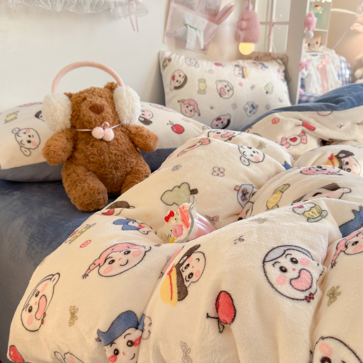 91家纺网 家纺一手货源 找家纺 初念 2025新款加厚高克重保暖可爱系牛奶绒床品套件系列（小红书推荐）（提供买家秀） 小小新