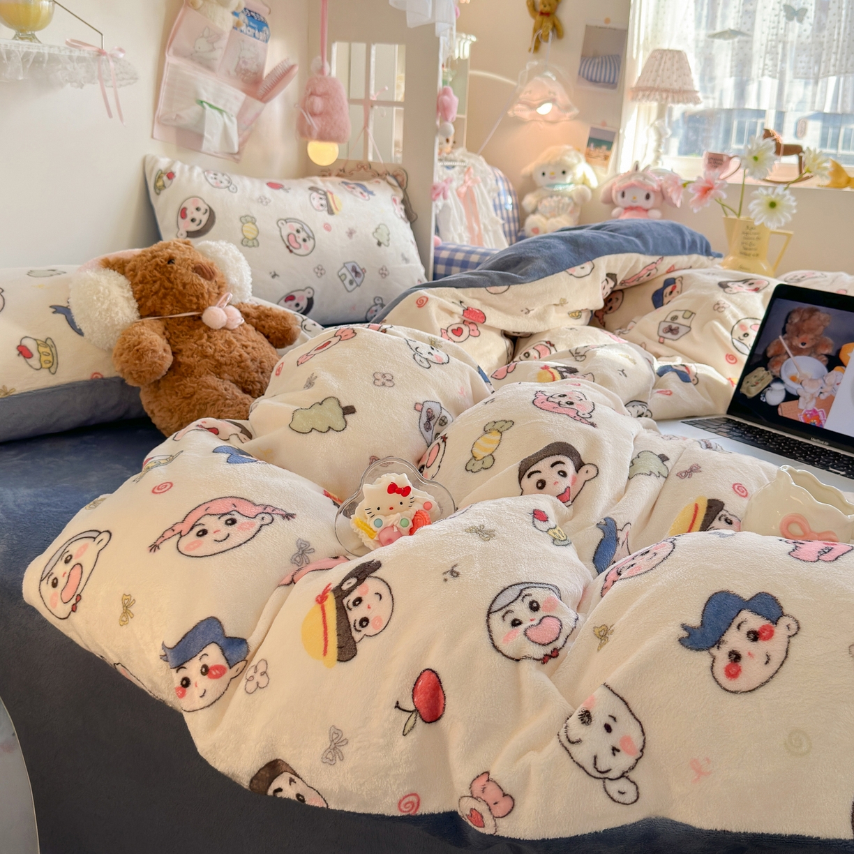 91家纺网 家纺一手货源 找家纺 初念 2025新款加厚高克重保暖可爱系牛奶绒床品套件系列（小红书推荐）（提供买家秀） 小小新