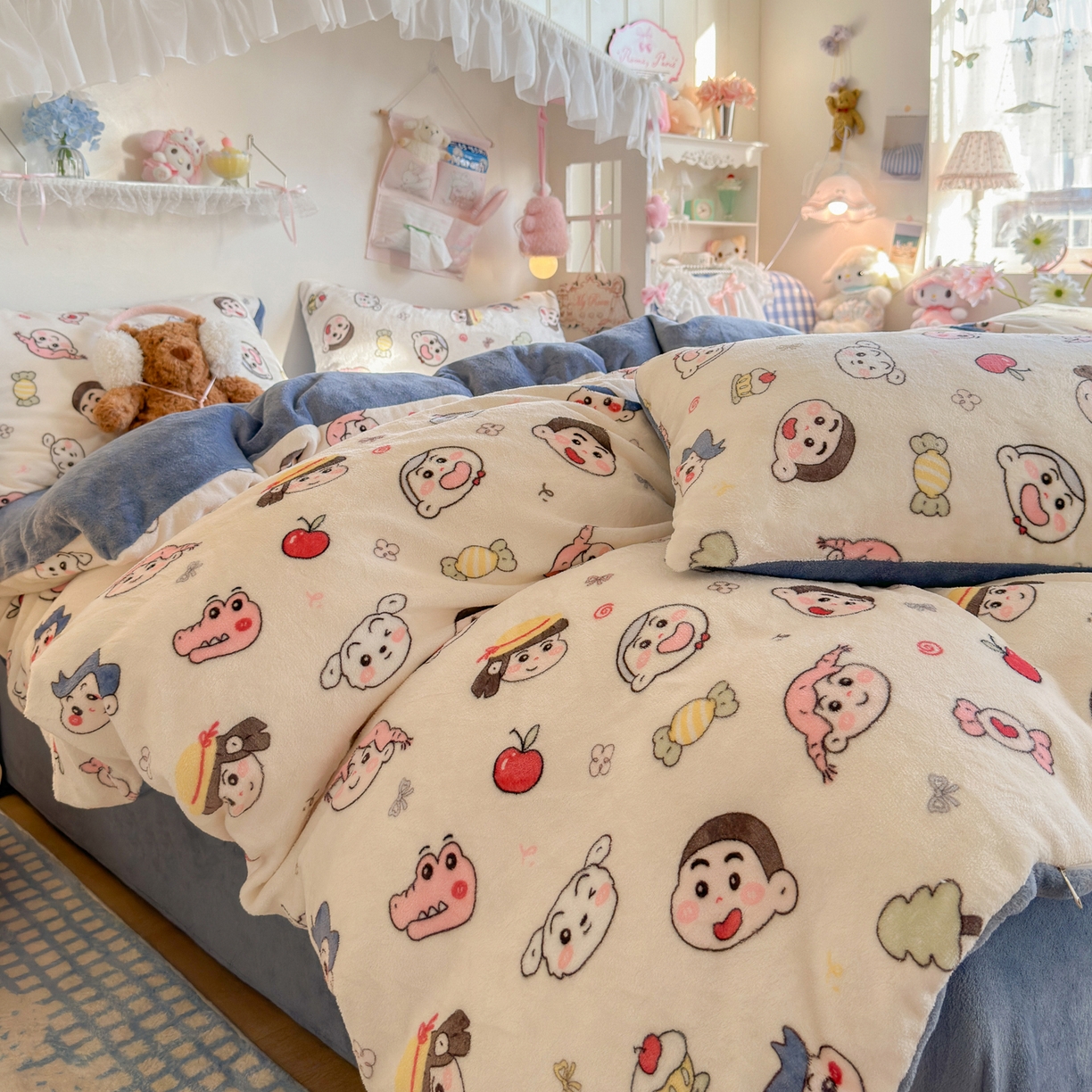 91家纺网 家纺一手货源 找家纺 初念 2025新款加厚高克重保暖可爱系牛奶绒床品套件系列（小红书推荐）（提供买家秀） 小小新