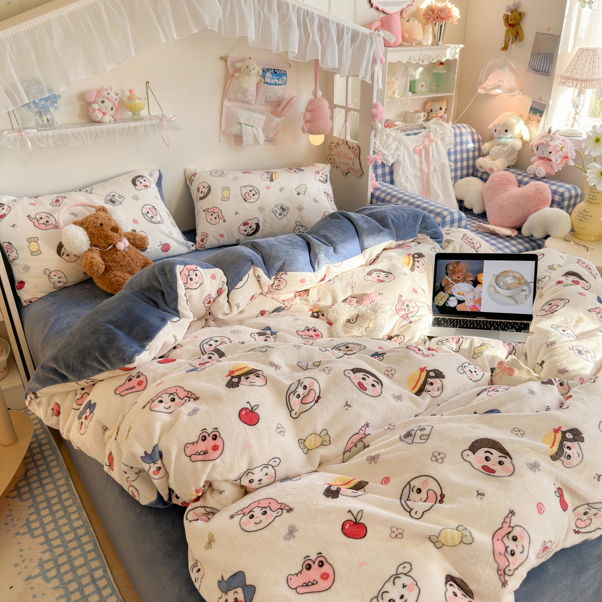 91家纺网 家纺一手货源 找家纺 初念 2025新款加厚高克重保暖可爱系牛奶绒床品套件系列（小红书推荐）（提供买家秀） 小小新