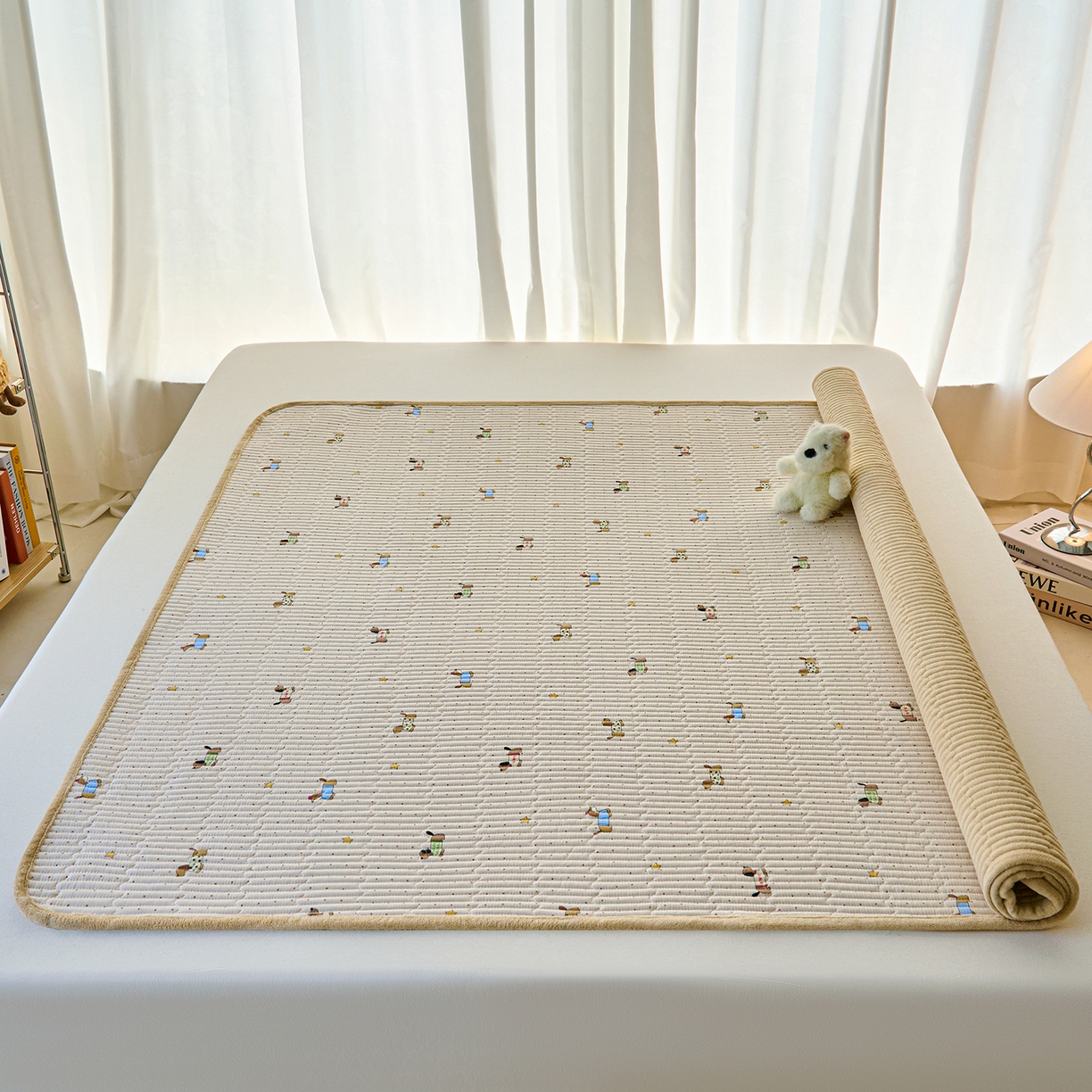 91家纺网 家纺一手货源 找家纺 X猫先生 2025新款棉加绒床垫一面全棉一面牛奶绒床褥垫软床垫床盖四季通用 星星柯基(A棉B绒）