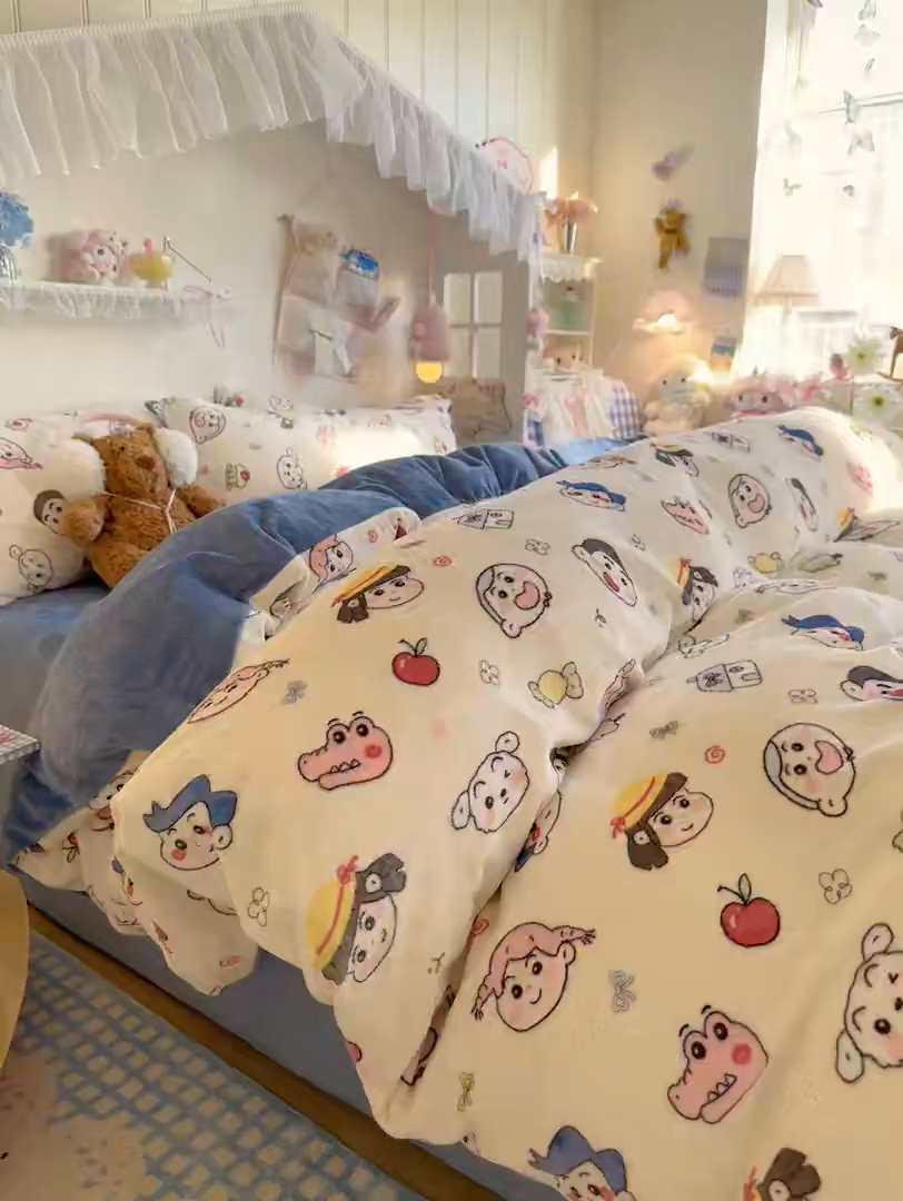 91家纺网 家纺一手货源 找家纺 初念 2025新款加厚高克重保暖可爱系牛奶绒床品套件系列（小红书推荐）（提供买家秀） 小小新