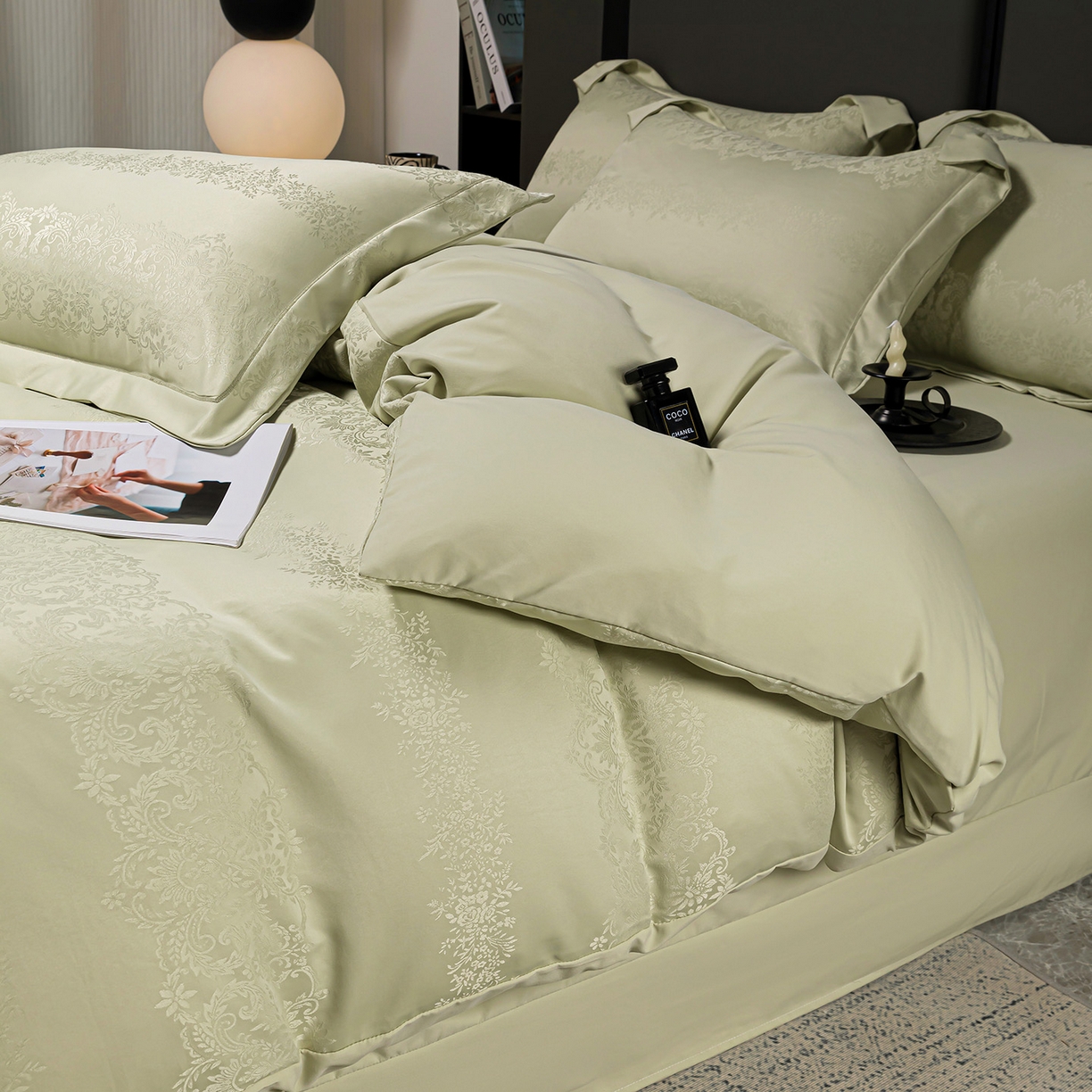 91家纺网 家纺一手货源 找家纺 （总）暖芯优选 2025新款欧式轻奢风直播热款贡缎提花四件套床单床笠款