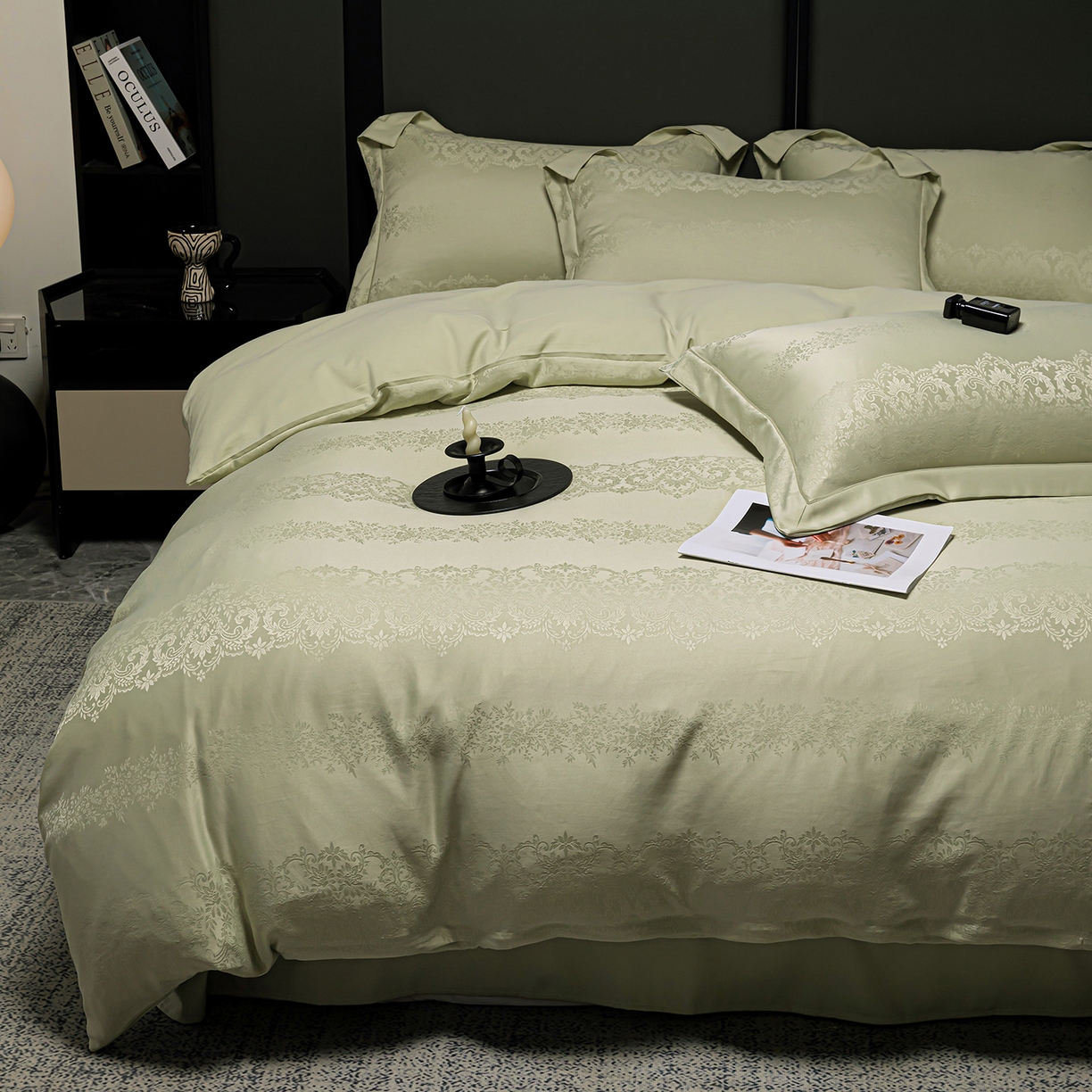 91家纺网 家纺一手货源 找家纺 暖芯优选 2025新款欧式轻奢风直播热款贡缎提花四件套床单床笠款 小春野