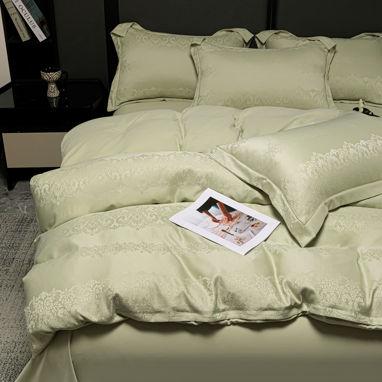 91家纺网 家纺一手货源 找家纺 暖芯优选 2025新款欧式轻奢风直播热款贡缎提花四件套床单床笠款 小春野