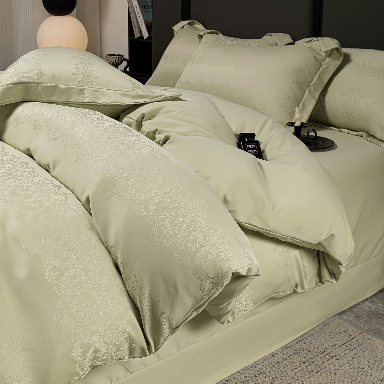 91家纺网 家纺一手货源 找家纺 （总）暖芯优选 2025新款欧式轻奢风直播热款贡缎提花四件套床单床笠款