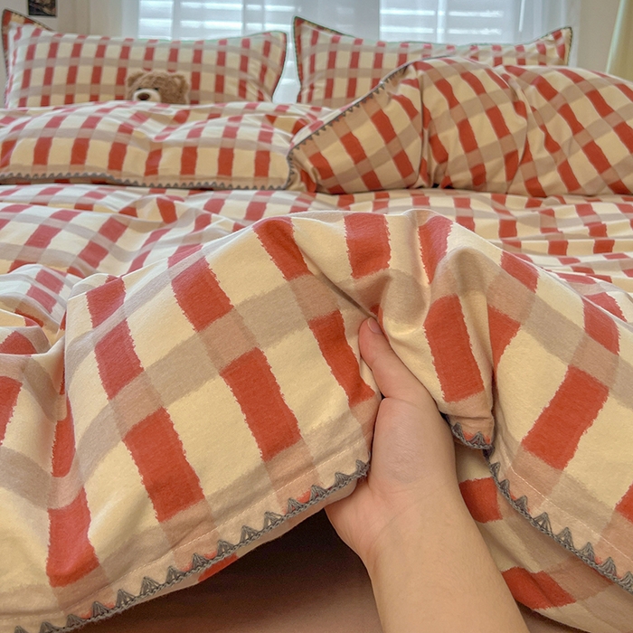 91家纺网 家纺一手货源 找家纺 （总）莱茵家居 2025新款全棉磨毛贝壳边四件套