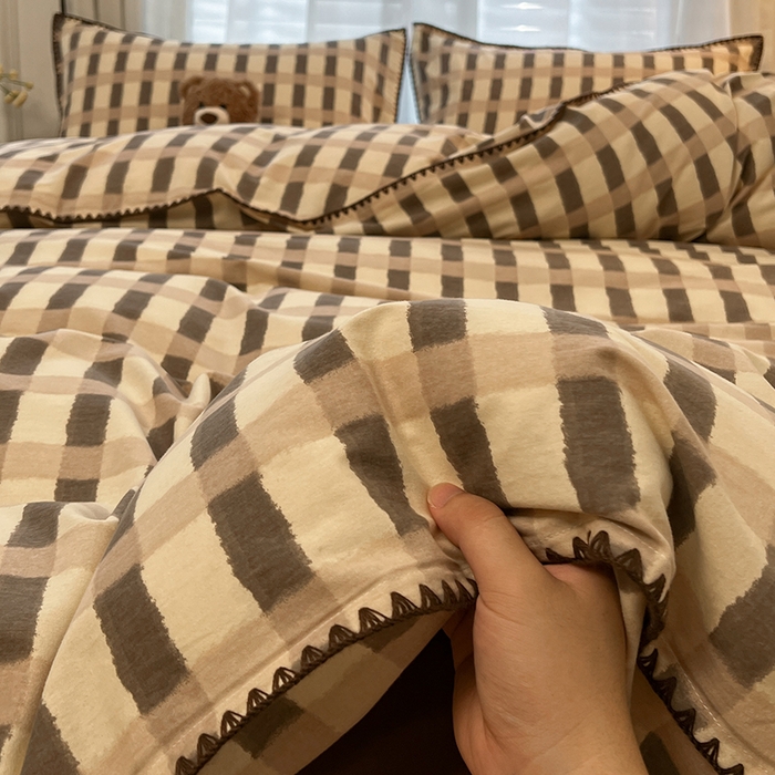 91家纺网 家纺一手货源 找家纺 （总）莱茵家居 2025新款全棉磨毛贝壳边四件套