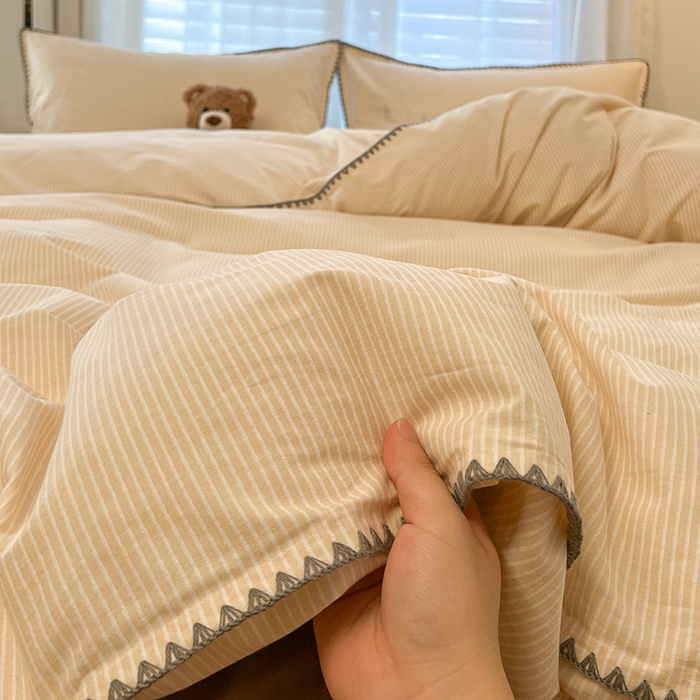 莱茵家居 2025新款全棉磨毛贝壳边四件套 雾丝-晨露米