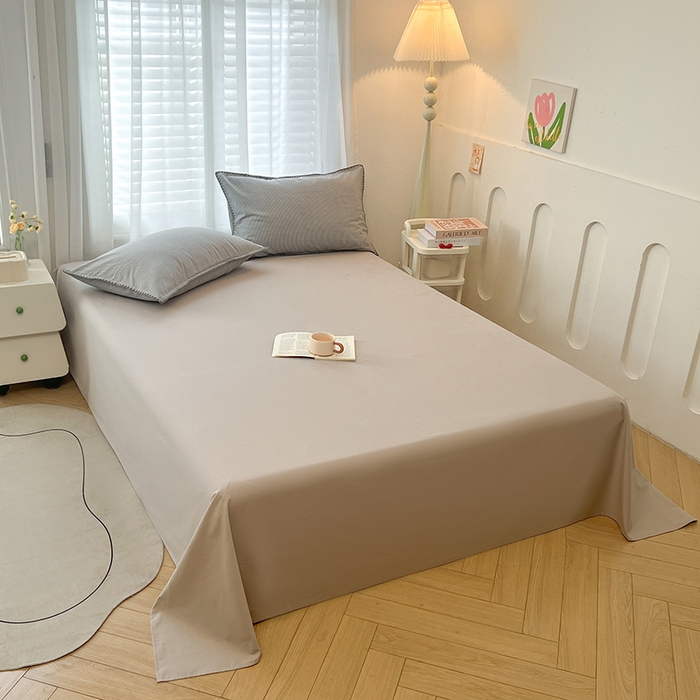 91家纺网 家纺一手货源 找家纺 莱茵家居 2025新款全棉磨毛贝壳边四件套 雾丝-云絮灰