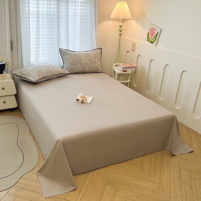 91家纺网 家纺一手货源 找家纺 莱茵家居 2025新款全棉磨毛贝壳边四件套 旋栖-暮江灰