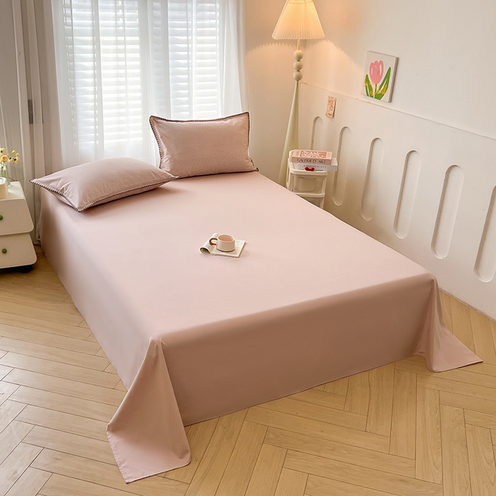 91家纺网 家纺一手货源 找家纺 莱茵家居 2025新款全棉磨毛贝壳边四件套 旋栖-柔雾粉