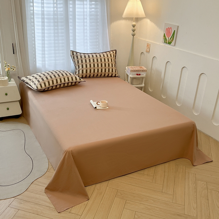 91家纺网 家纺一手货源 找家纺 莱茵家居 2025新款全棉磨毛贝壳边四件套 云格-可可拿铁