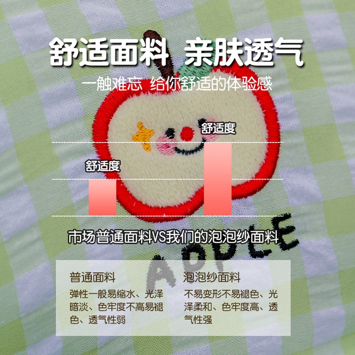 91家纺网 家纺一手货源 找家纺 仟亿莱 2025新款泡泡纱儿童防撞垫 防撞绿格子