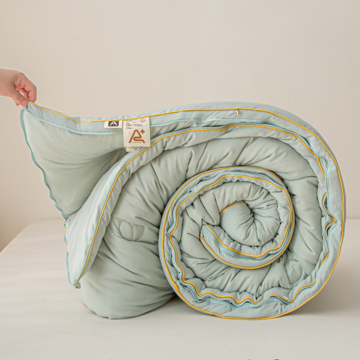 91家纺网 家纺一手货源 找家纺 维洋家纺 2025新款A类提花良质天然大豆子母被子被芯 良质绿