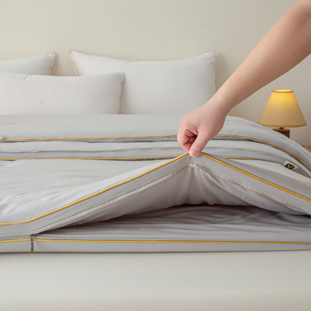 91家纺网 家纺一手货源 找家纺 维洋家纺 2025新款A类提花良质天然大豆子母被子被芯 良质灰