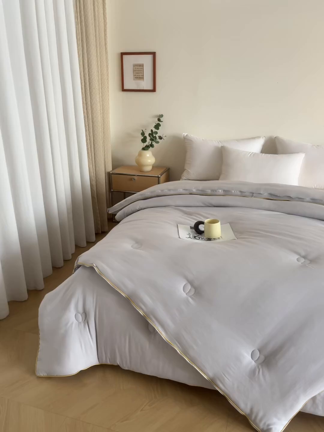 91家纺网 家纺一手货源 找家纺 维洋家纺 2025新款A类提花良质天然大豆子母被子被芯 良质灰