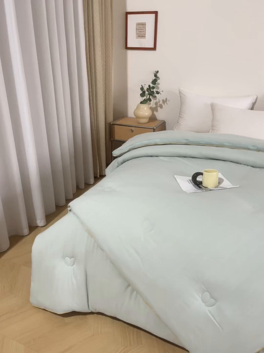 91家纺网 家纺一手货源 找家纺 维洋家纺 2025新款A类提花良质天然大豆子母被子被芯 良质绿