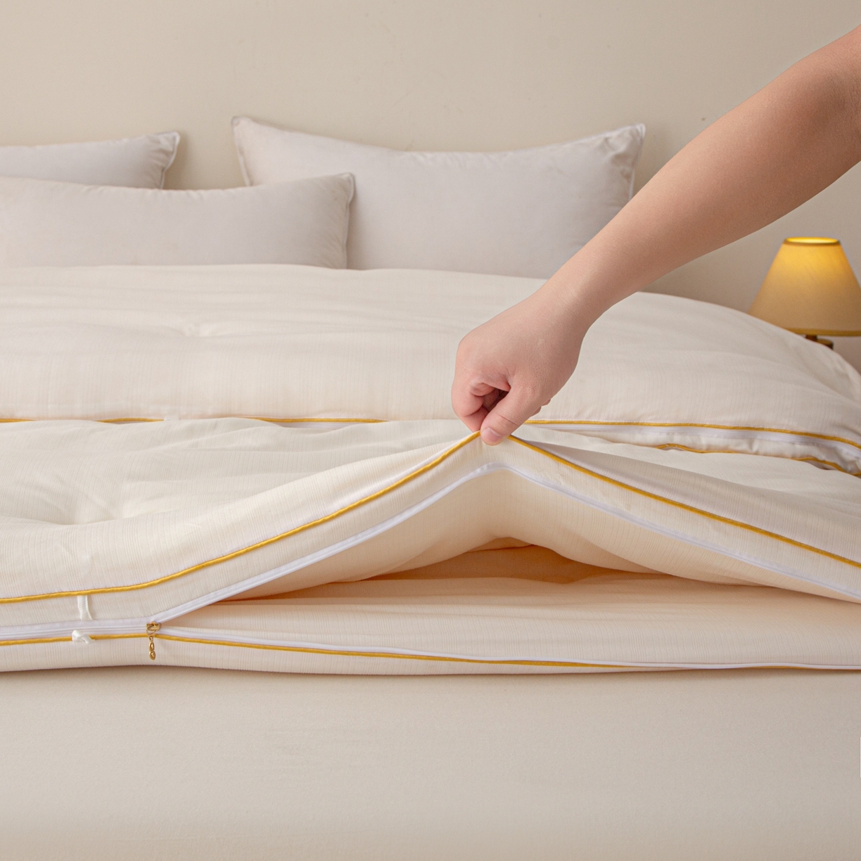 91家纺网 家纺一手货源 找家纺 维洋家纺 2025新款A类提花良质天然大豆子母被子被芯 良质白