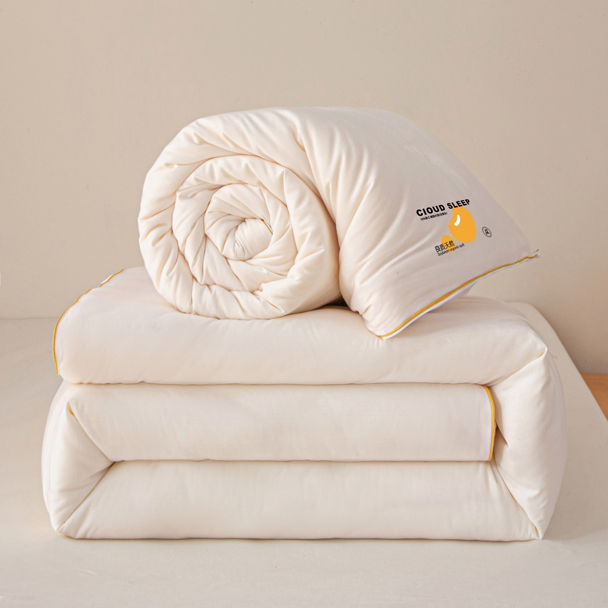 91家纺网 家纺一手货源 找家纺 维洋家纺 2025新款A类提花良质天然大豆子母被子被芯 良质白