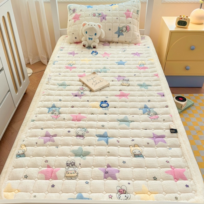 爱屋及屋 2025新款牛奶绒印花床垫-宿舍床 萌萌布布